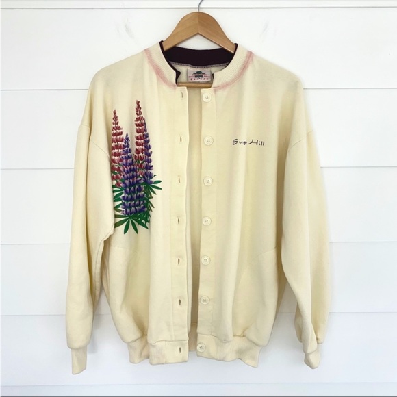 Vintage Tops - Vintage Sugar Hill Lupine Button Up Sweatshirt Small